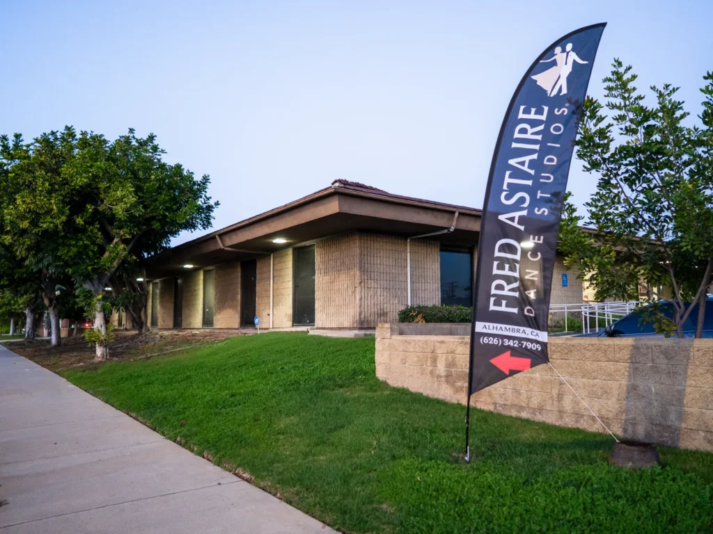 Dance studio alhambra contact point, the studio building on Orange Street with its flag out front