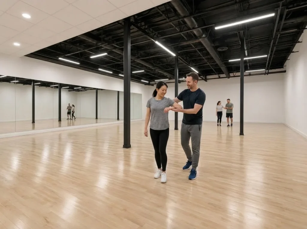 Couple dancing classic ballroom, one of the dance styles Alhambra students learn