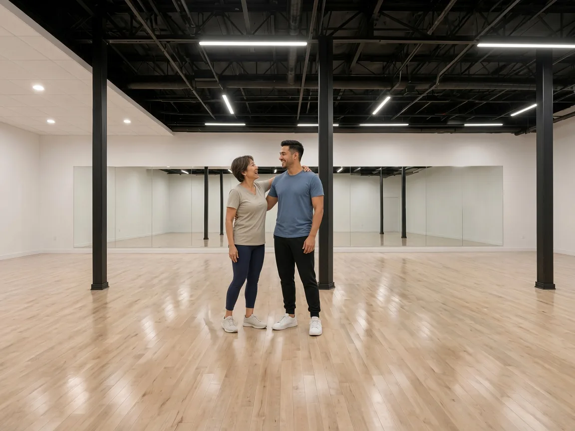 New student taking a beginner Latin dance lesson