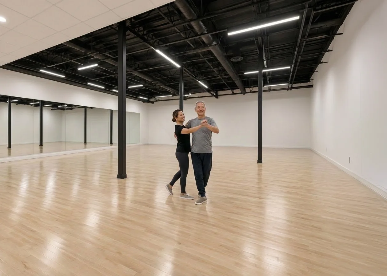 Adult student building confidence in foxtrot dance lessons Alhambra