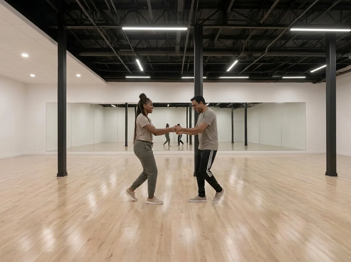 Beginner learning jive basics with an instructor in Alhambra