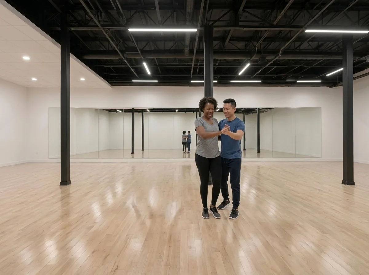Beginner learning quickstep basics with an instructor