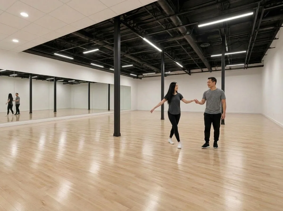 Couple dancing rumba in the studio