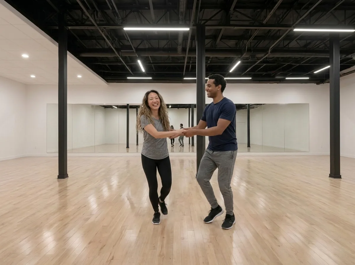 Adult student building confidence during samba dance lessons alhambra studio