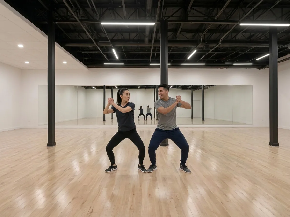 Instructor demonstrating tango technique to a student