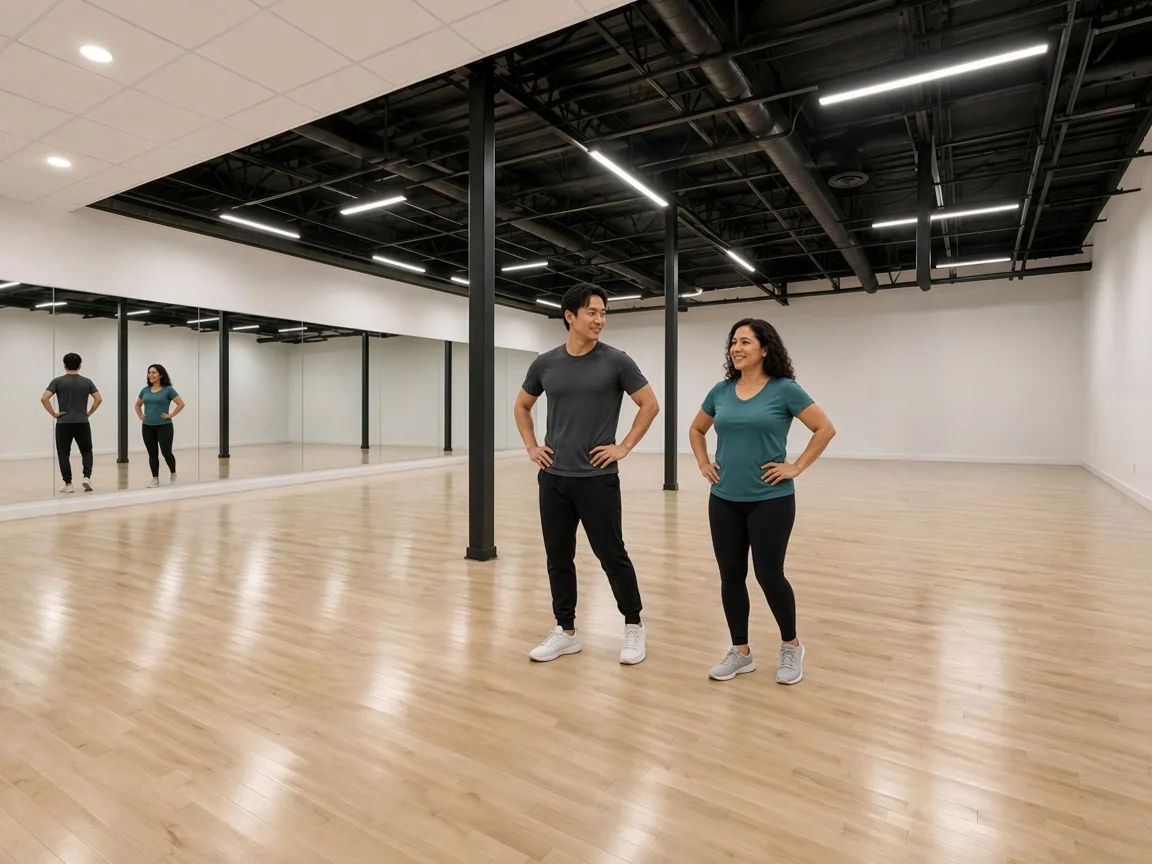 Instructor demonstrating Viennese waltz technique to a student