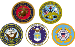 Logos of the 5 Branches of the Military