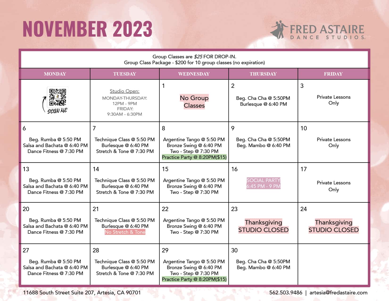 Our Dance Calendar Artesia