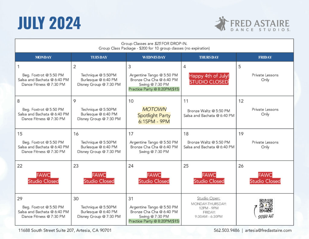 Our Dance Calendar Artesia