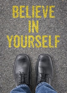 Text on the floor - Believe in yourself