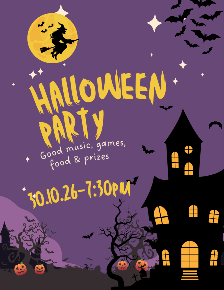 Purple and Yellow Spooky Halloween Party Flyer Invitation