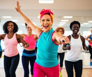 Woman having fun at a group dance class