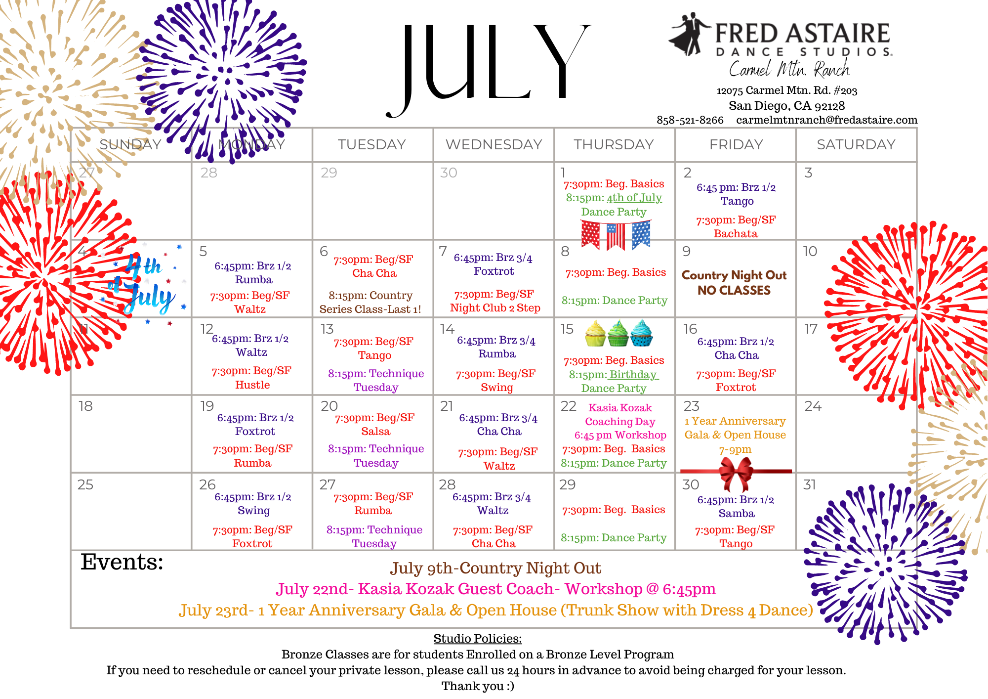 Event Calendar | Fred Astaire Dance Studios of Carmel Mountain Ranch