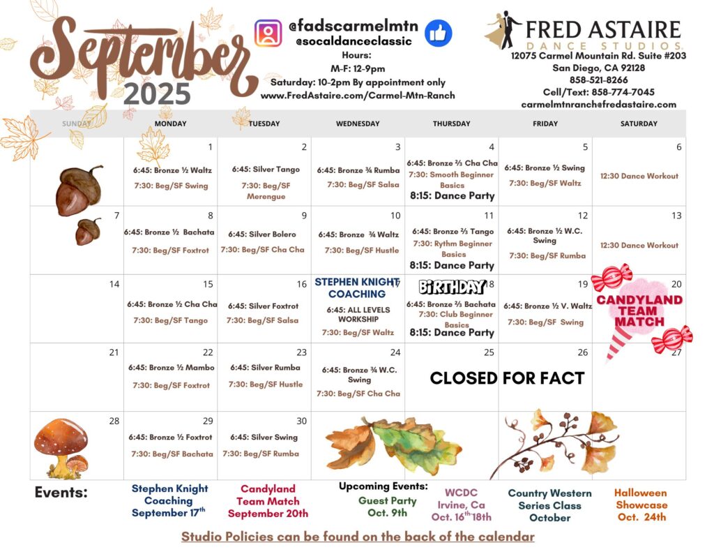 Our Dance Calendar - Dance Studio Calendar 3 -