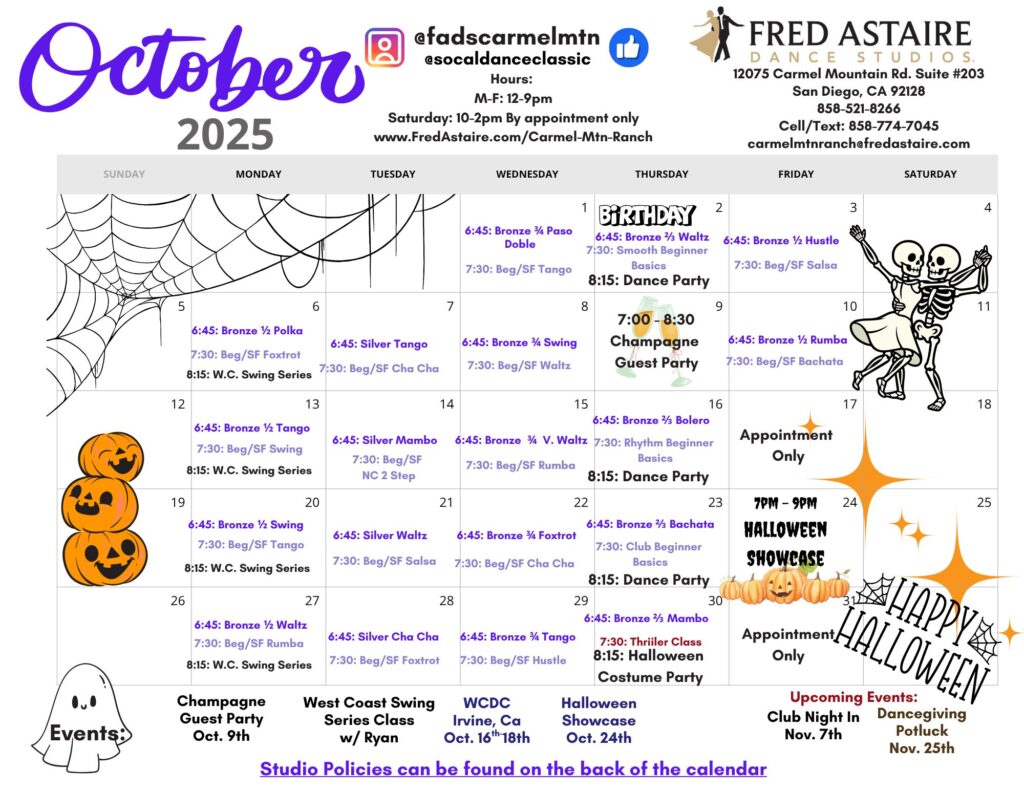 Our Dance Calendar - Dance Studio Calendar 4 -