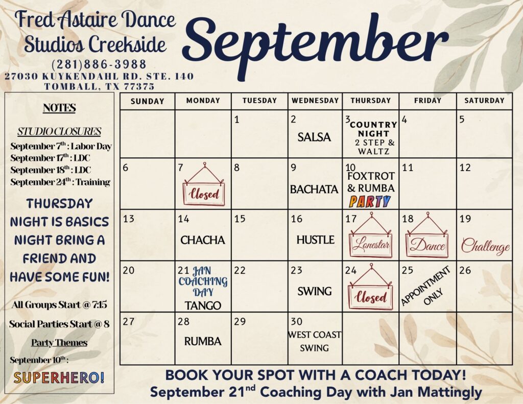 Our Dance Calendar - 009. September 2026 1 1 - Creekside 009. September 2026 1 1 - Dance - Creekside