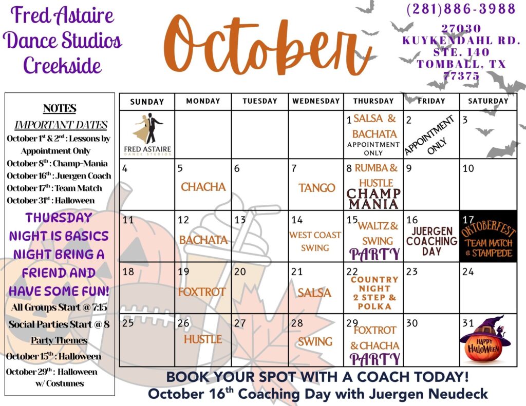 Our Dance Calendar - 010. October 2026 - Creekside 010. October 2026 - Dance - Creekside