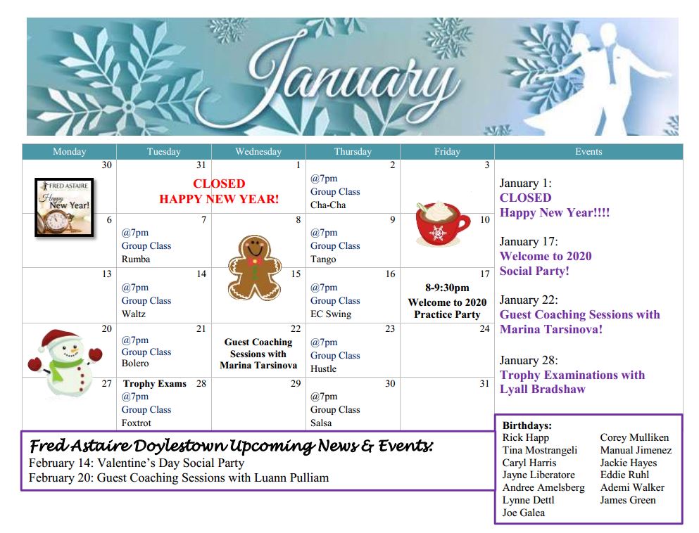 Event Calendar Fred Astaire Dance Studios of Doylestown