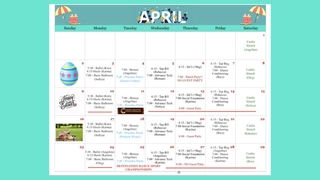April Calendar