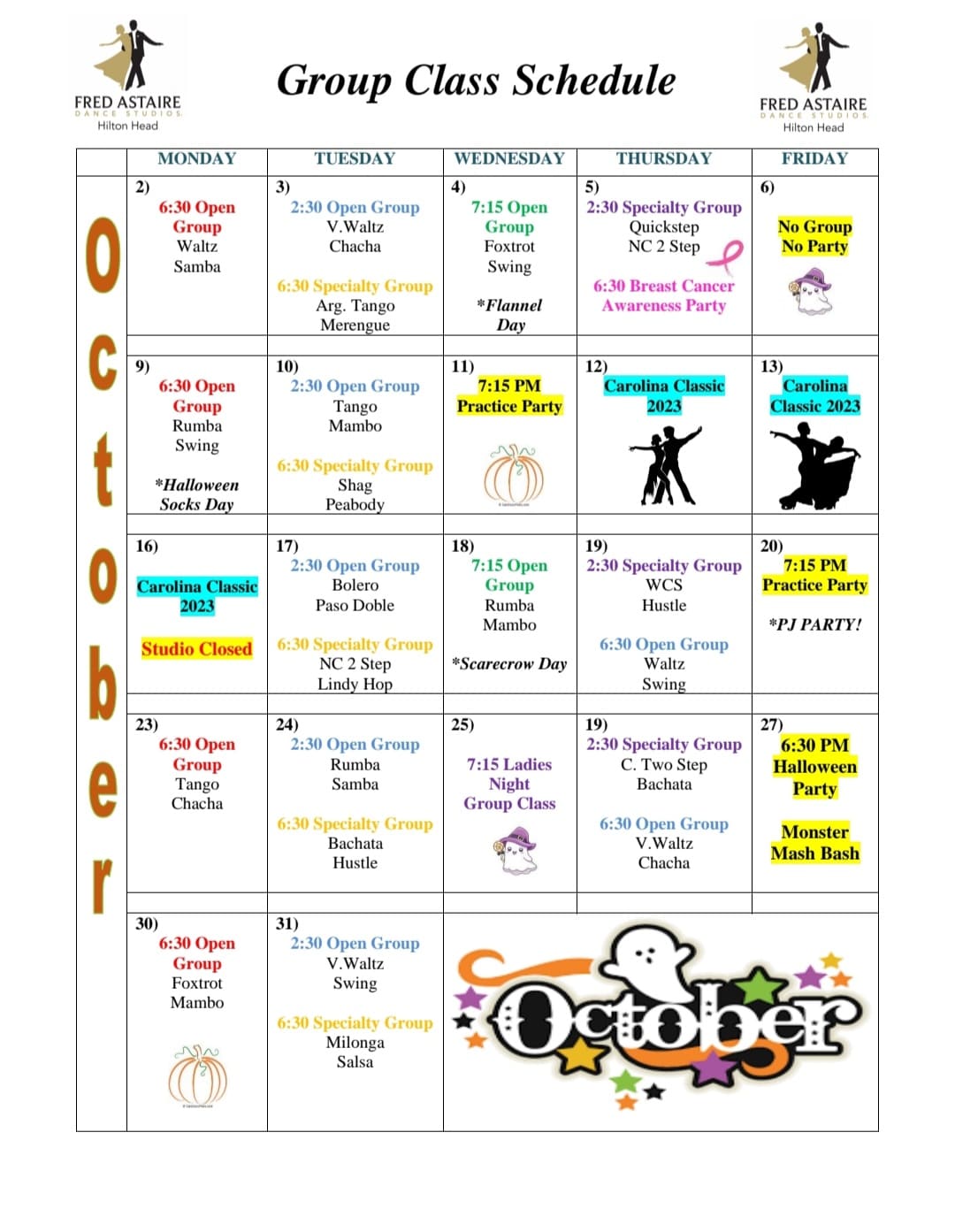 Our Dance Calendar - Hilton Head