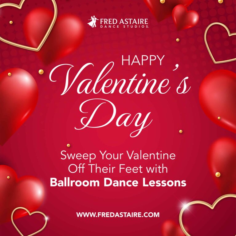 A couple taking ballroom dance lessons at the Fred Astaire Dance Studios