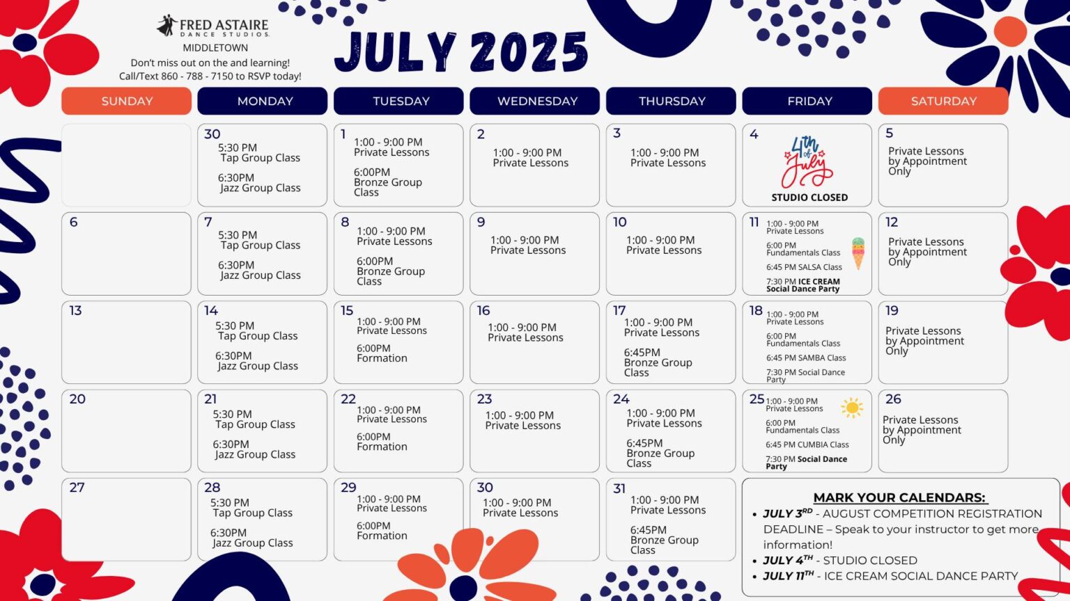 July Dance Events Middletown CT