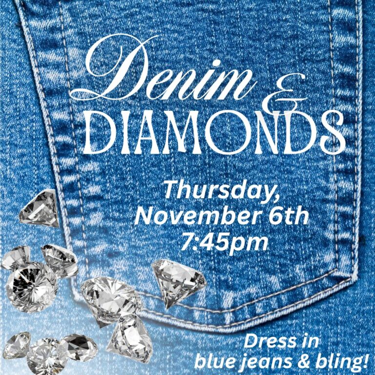 Dress in blue jeans & bling!