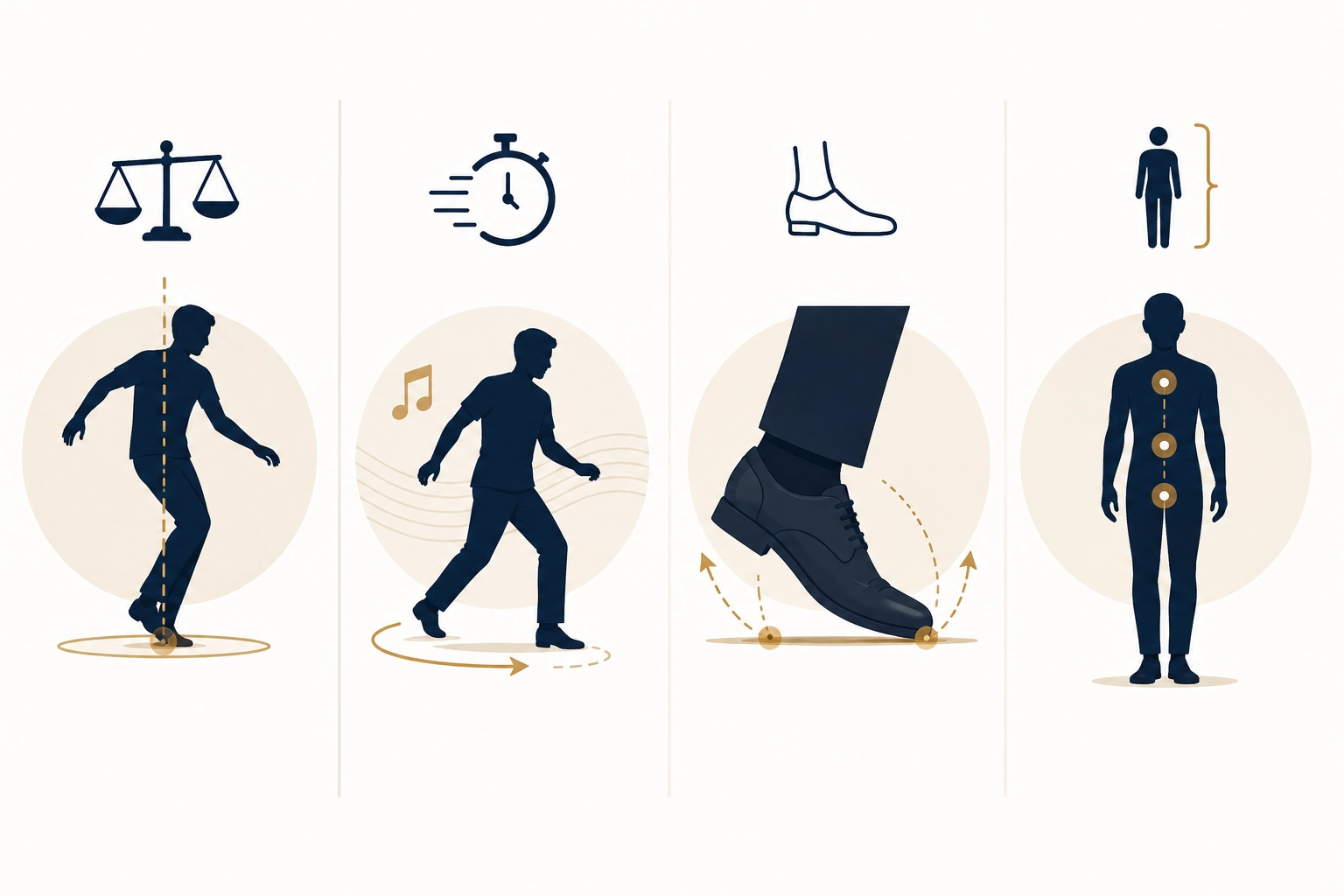 An illustration depicting what it takes to develop a proper dancing footwork technique.