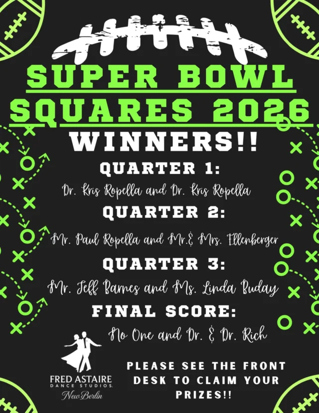 Congratulations to our Super Bowl Winners! 🏈☺️ Thank you to everyone for playing! (And still Go Pack Go 🧀)
