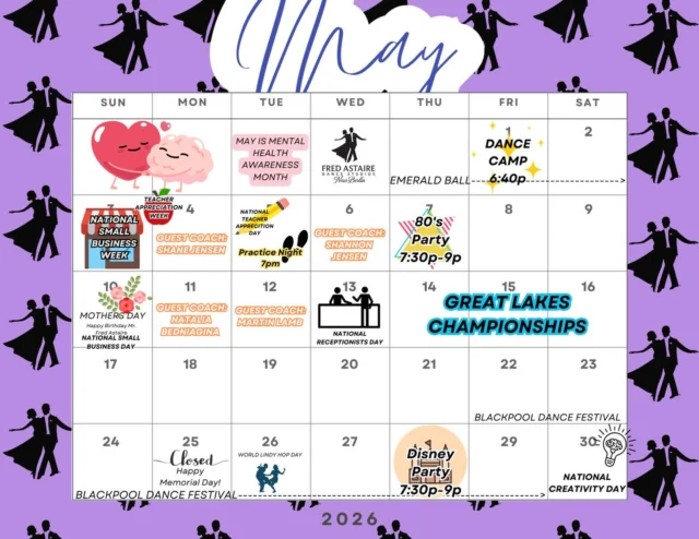 HELLOOO MAY! 💐  Sunshine, growth, dancing, and a calendar full of vibrant moments ahead! We cannot wait to share them with you!  #fredastairedancestudios #newberlin #ballroomdance #itsgonnabemay #dontmissout