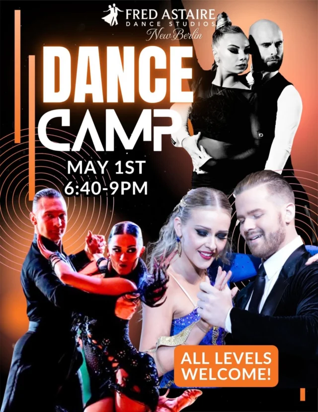 Students! Please join us this Friday, May 1st, at 6:40pm for another Dance Camp! 💃⛺️  Ask your instructor or give the studio a call for details!  ☎️ (262) 330-8685  #fredastairedancestudios #newberlin #dancecamp #ballroomdance #practicemakesprogress
