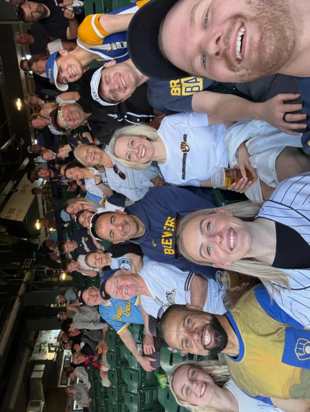 We came. 🧢
We cheered. 📣
We brought home a win. ⚾️  Turns out our good luck extends beyond the ballroom floor! Thanks to everyone to joined us for a fantastic day at the ballpark! 💙  #fredastairedancestudios #newberlin #americanfamilyfield #milwaukeebrewers #dancefamily