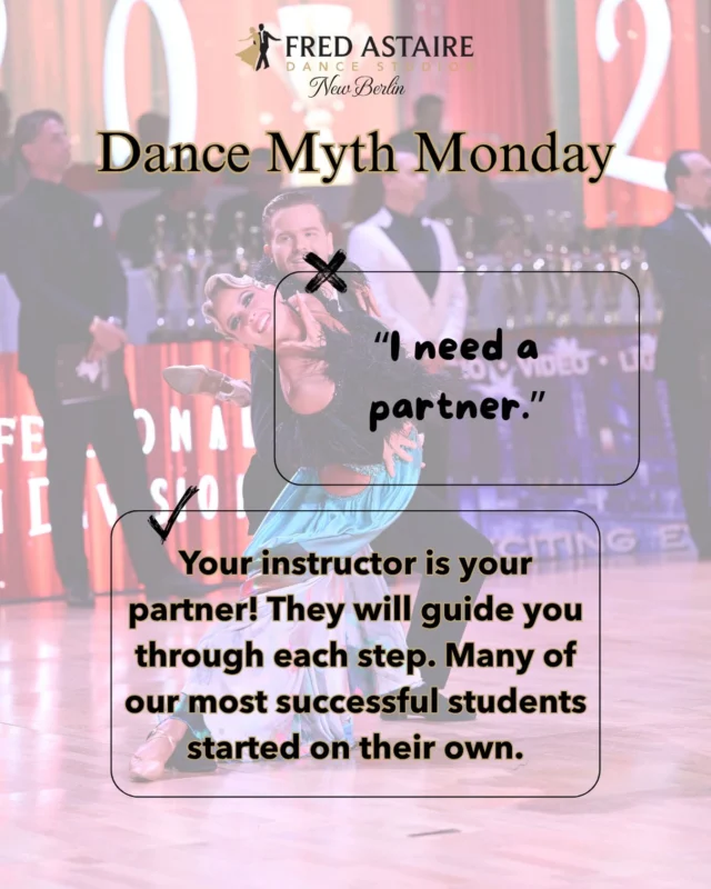 Whether you’re single, your partner isn’t interested, or you simply want to do something for yourself, show up and we’ll take it from there.  Don’t let “I don’t have a partner” be the reason you miss out on something you might love.  #fredastairedancestudios #newberlinwi #ballroomdancelessons #nobettertimetostart #trysomethingnew