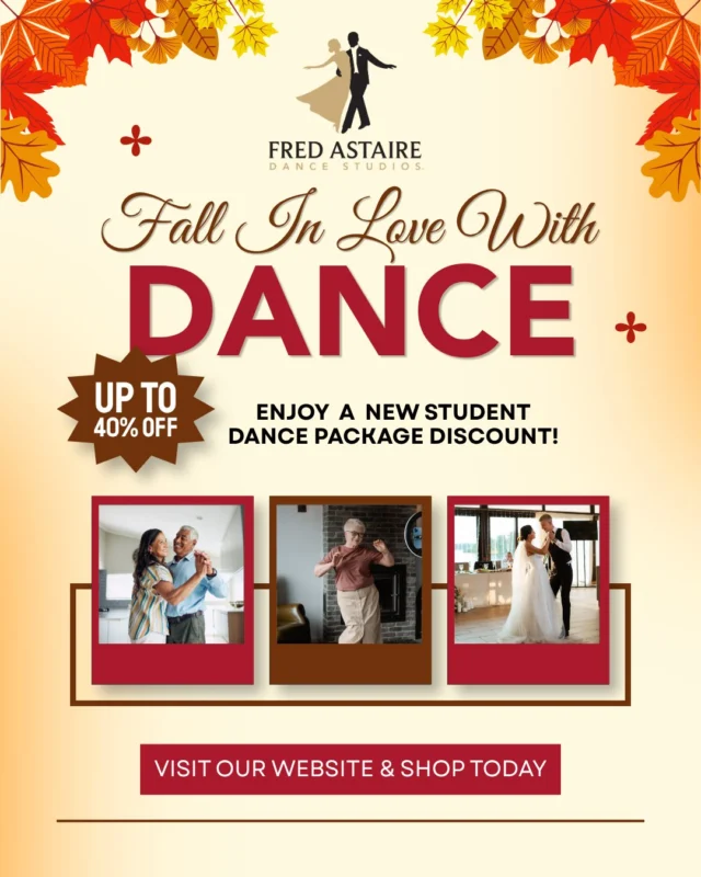 🍂🎃 FALL IN LOVE WITH DANCE! 🎃🍂  Our Fall Sale is here, and it’s the perfect time to try something new!  New students can enjoy a seasonal, beginner ballroom dance package discount of up to 40% OFF! Whether you’ve always wanted to learn to dance or you’re simply looking for a fun new activity this fall, now is the time to take your first step. ❤️  💃 No partner or experience necessary! Visit our website to shop and take advantage of this spook-tacular savings opportunity! https://www.fredastaire.com/newberlin-wi/fall-sale/  #FallInLoveWithDance #happyfallyall #FredAstaireDanceStudios #WisconsinDance #BallroomDance #Dance #NewStudentSpecial #DanceWisconsin #wisconsin
