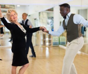 couple dancing black dress