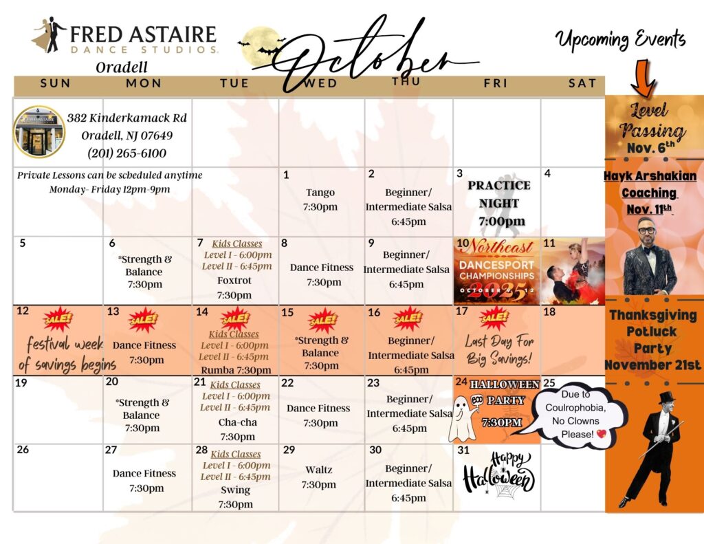 Our Dance Calendar - Dance Studio 2025 Monthly Calendar -