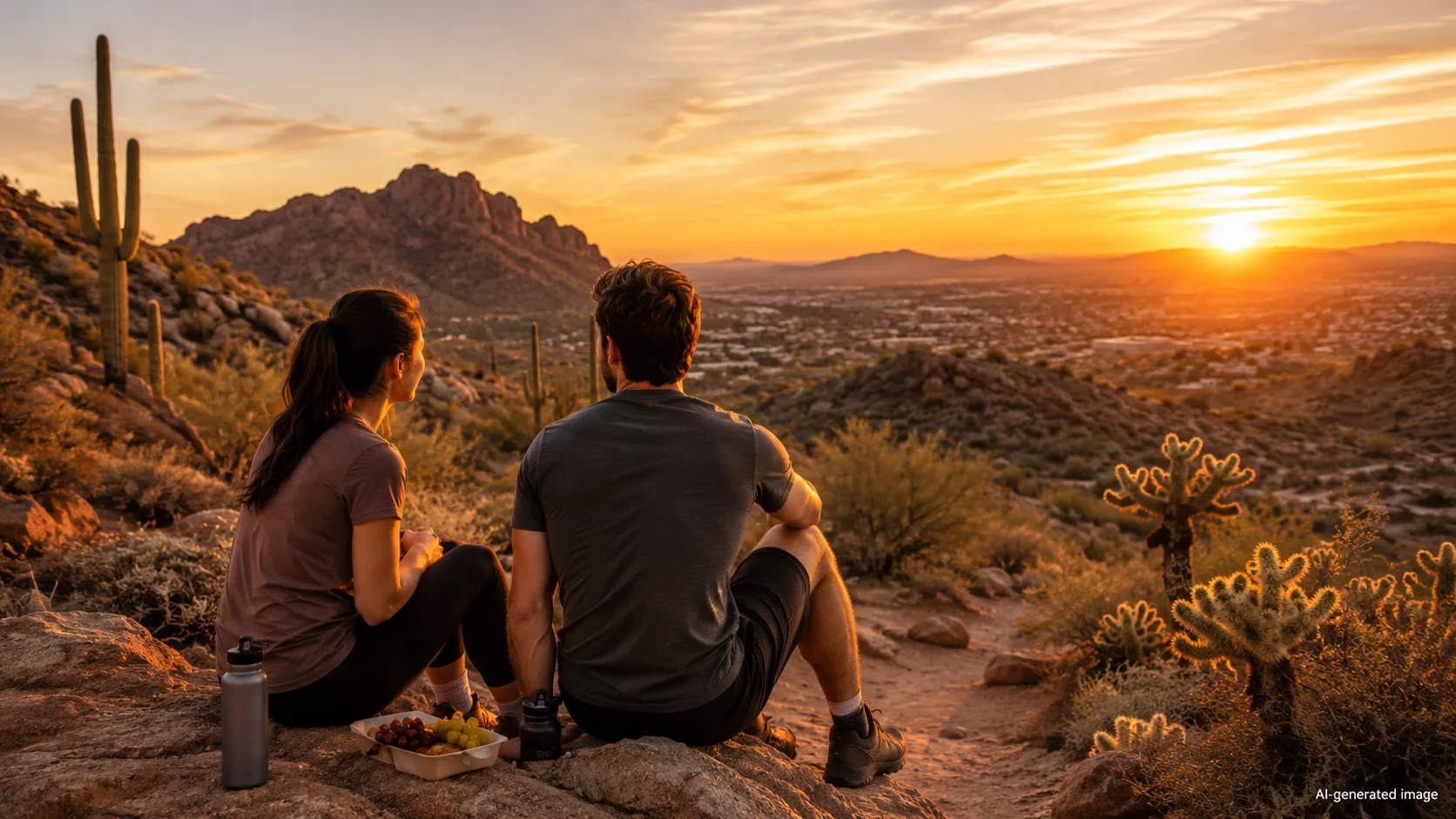 A photo of a couple hiking after discovering The Best Date Night Ideas in Paradise Valley.