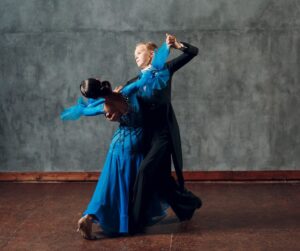 partnered dance blue dress