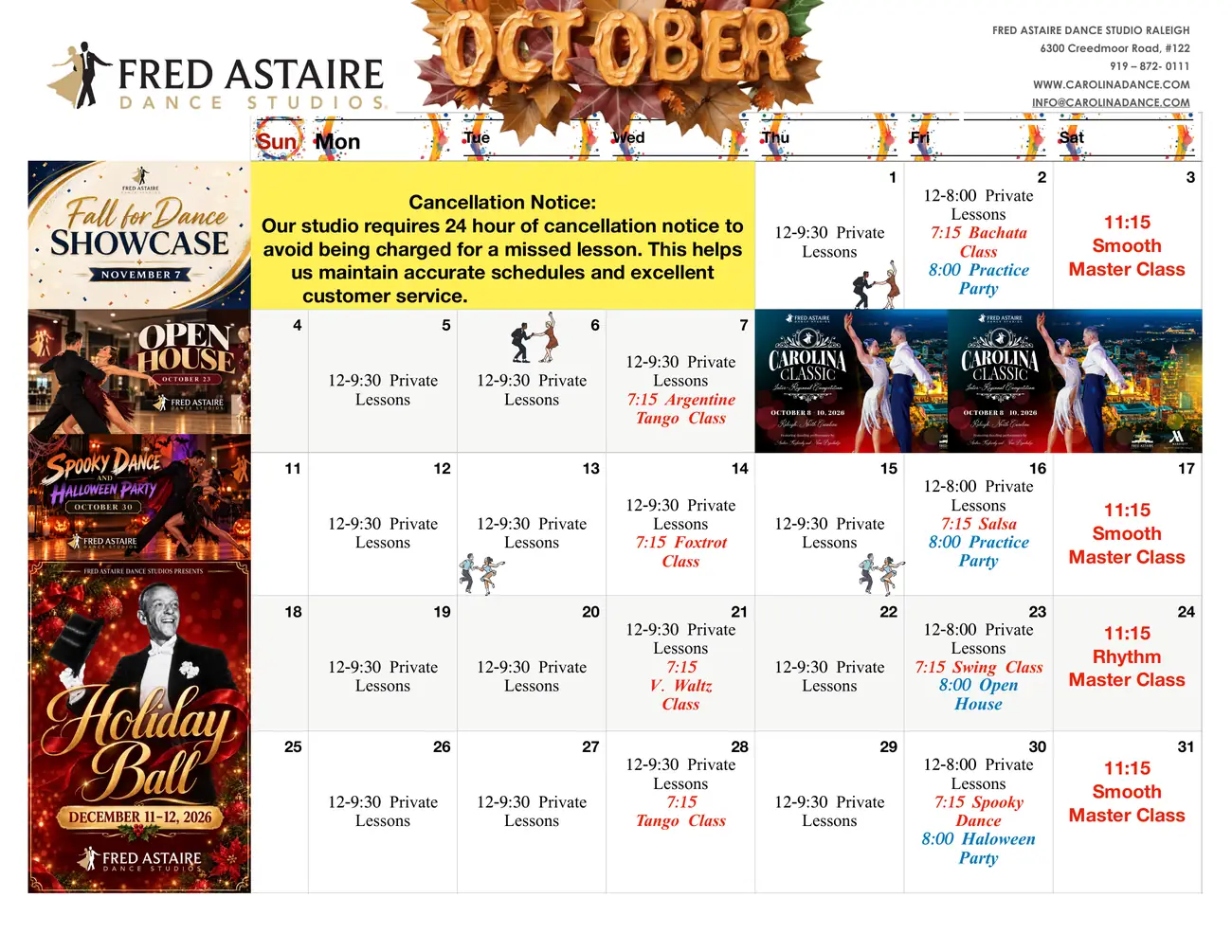 October calendar of events