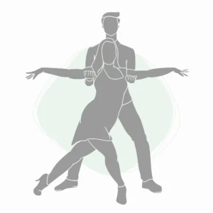 Illustration of a couple performing a ballroom dance move, highlighting how dancing can support Strength and Muscle Tone.