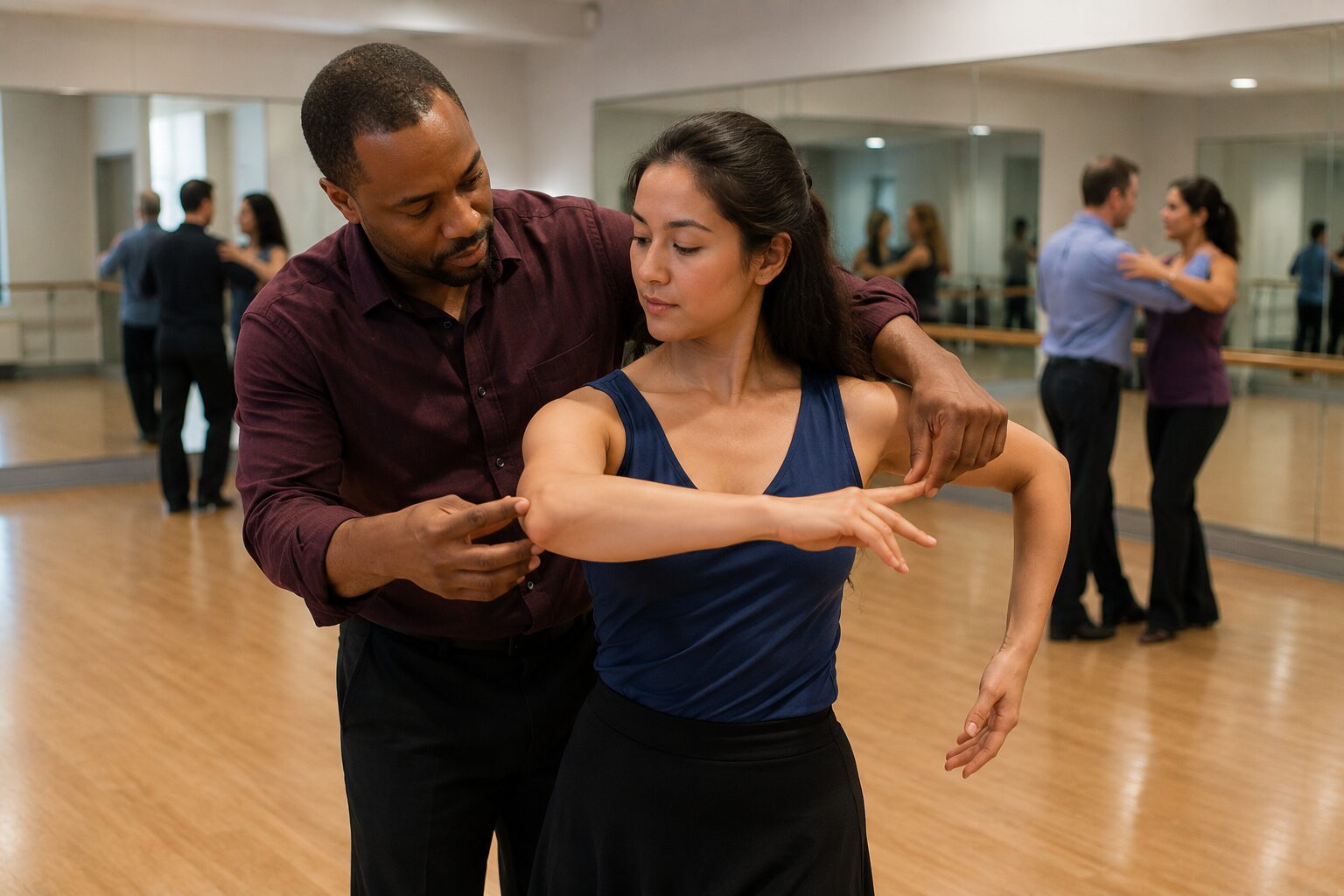 Instructor demonstrating Cha Cha timing during a lesson.