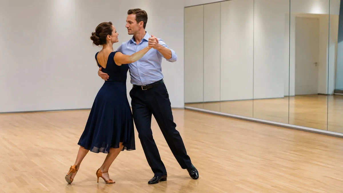 Instructor demonstrating Hustle timing during hustle dance lessons Solana Beach