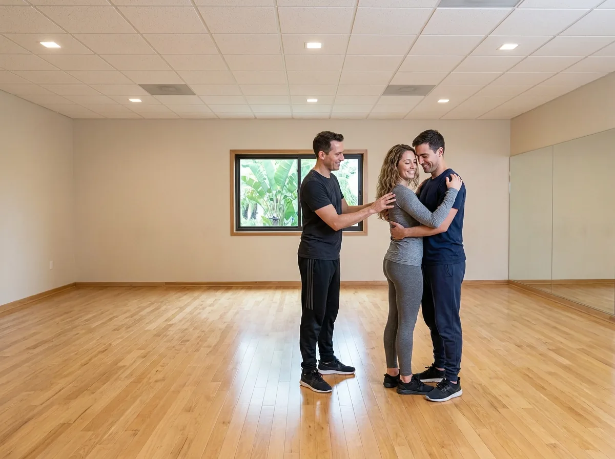 Adult student building confidence in an Argentine tango lesson in Solana Beach
