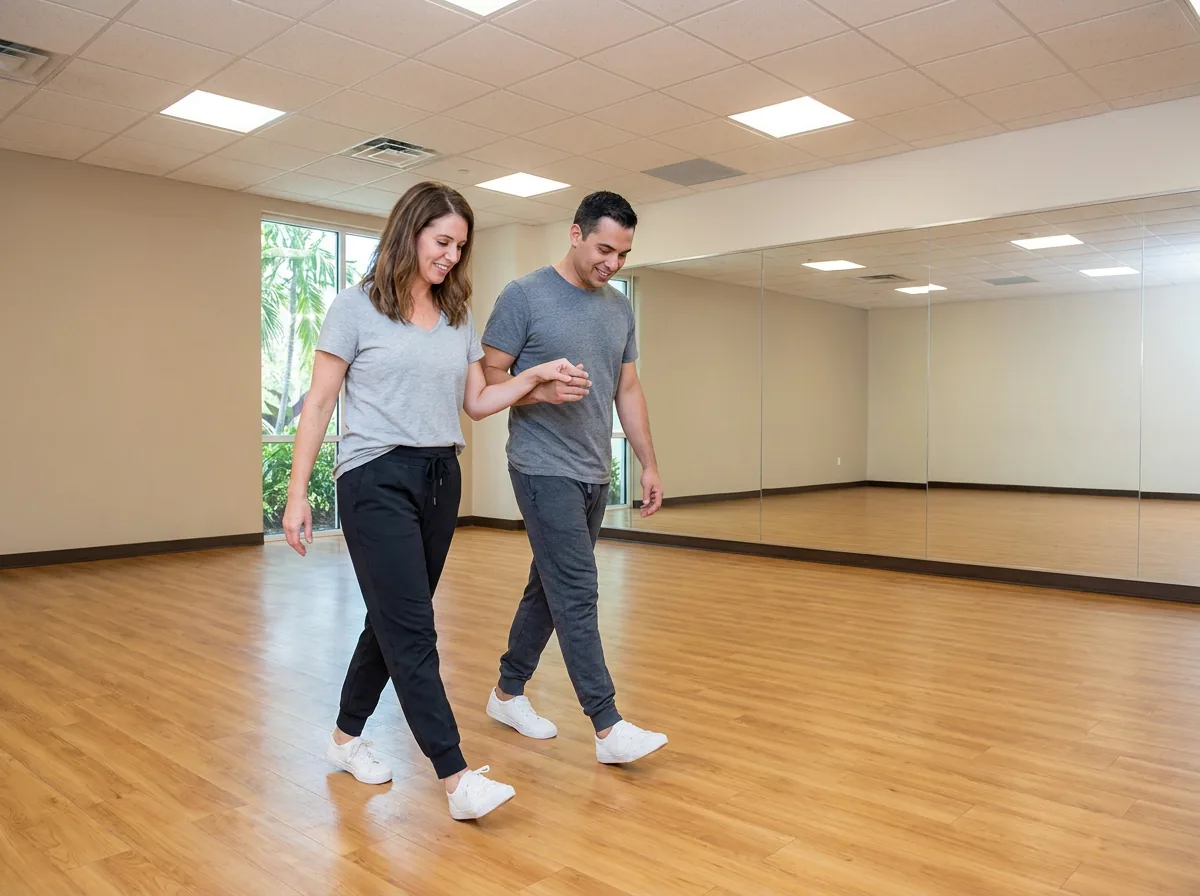 Dancer moving with confidence on the social dance floor at Fred Astaire Dance Studios Solana Beach