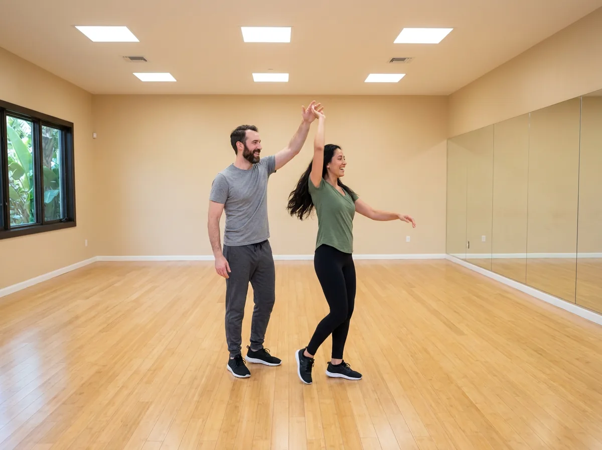 Instructor teaching a student one on one in a private country dance lesson