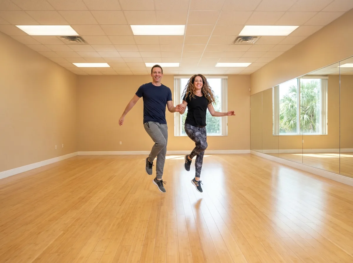 Adult student building confidence in a jive lesson in Solana Beach