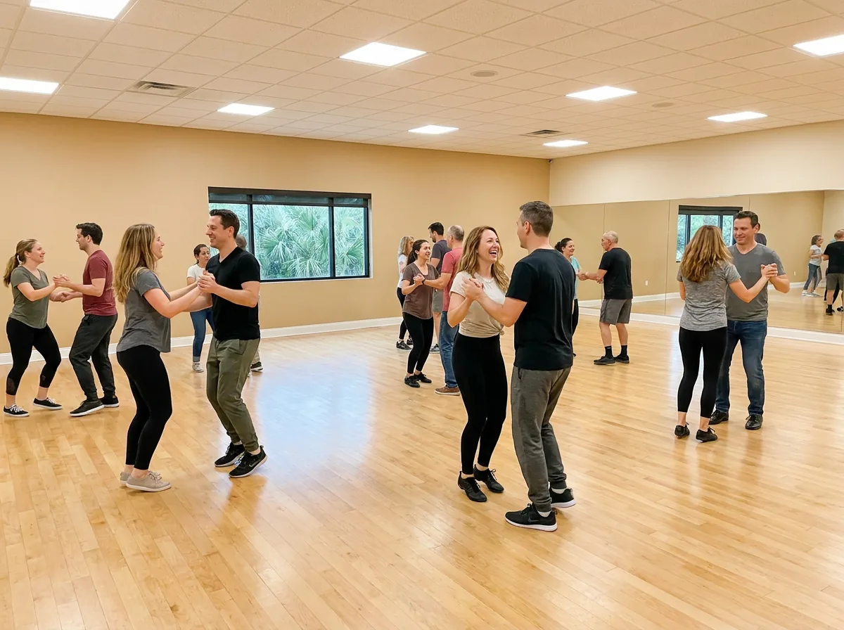 Group of dancers on the floor during a lindy hop session