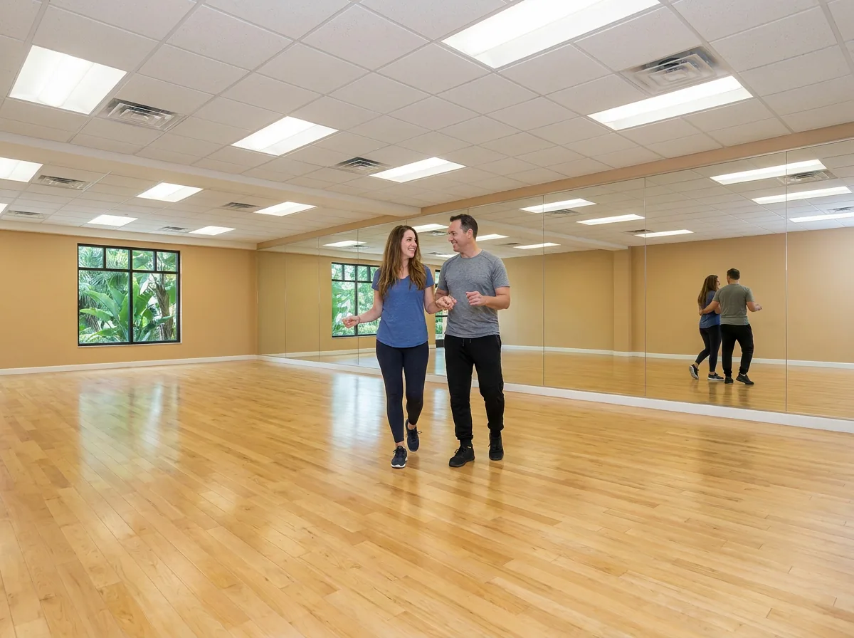mambo lesson in Solana Beach Adult student building confidence in a