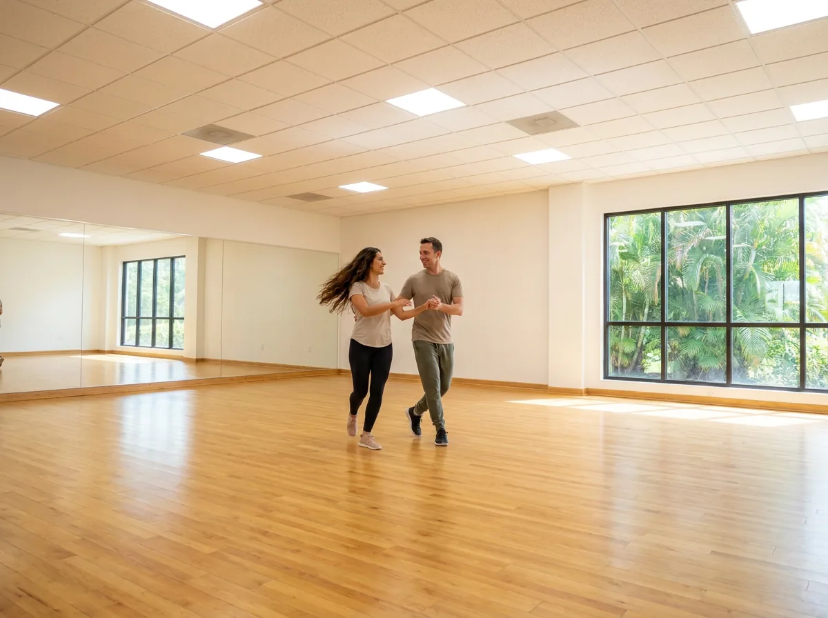 Adult student building confidence in a quickstep lesson in Solana Beach