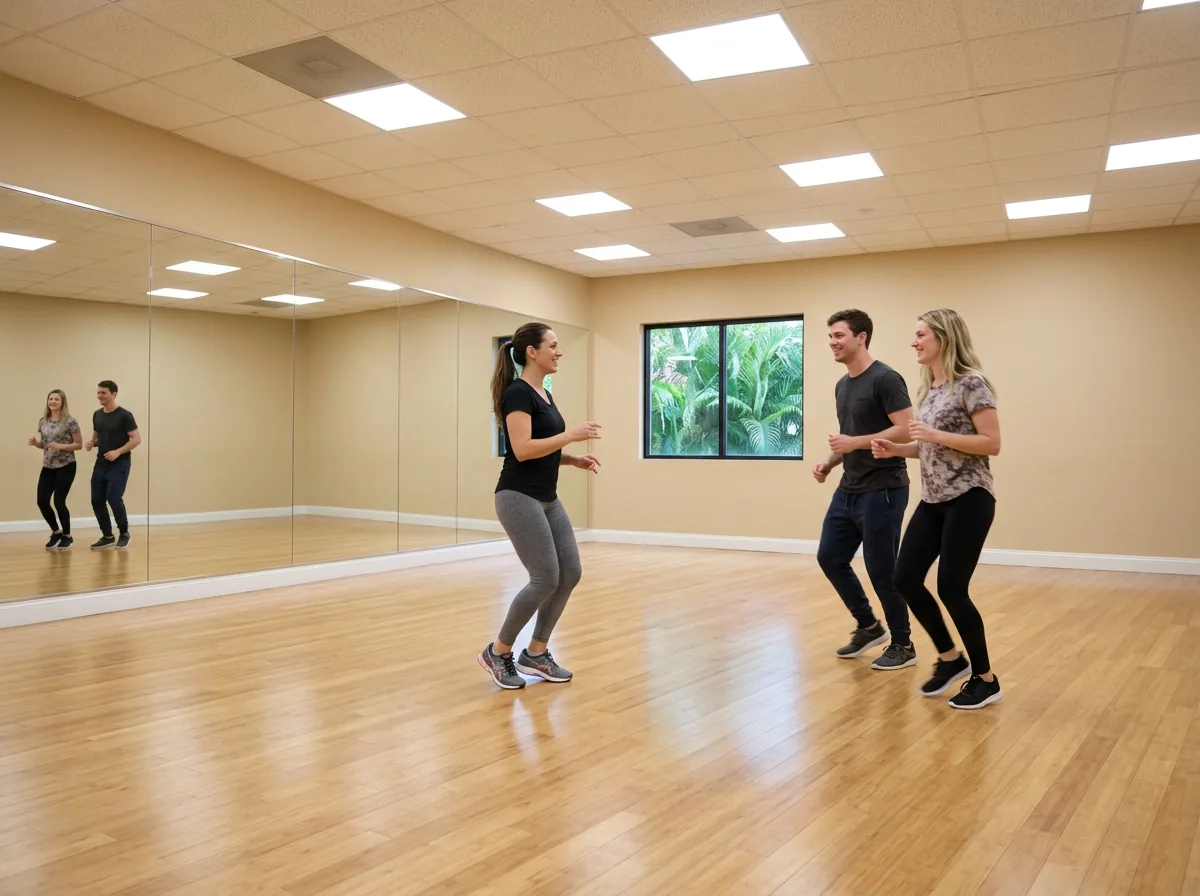 Adult student building confidence in a samba lesson in Solana Beach